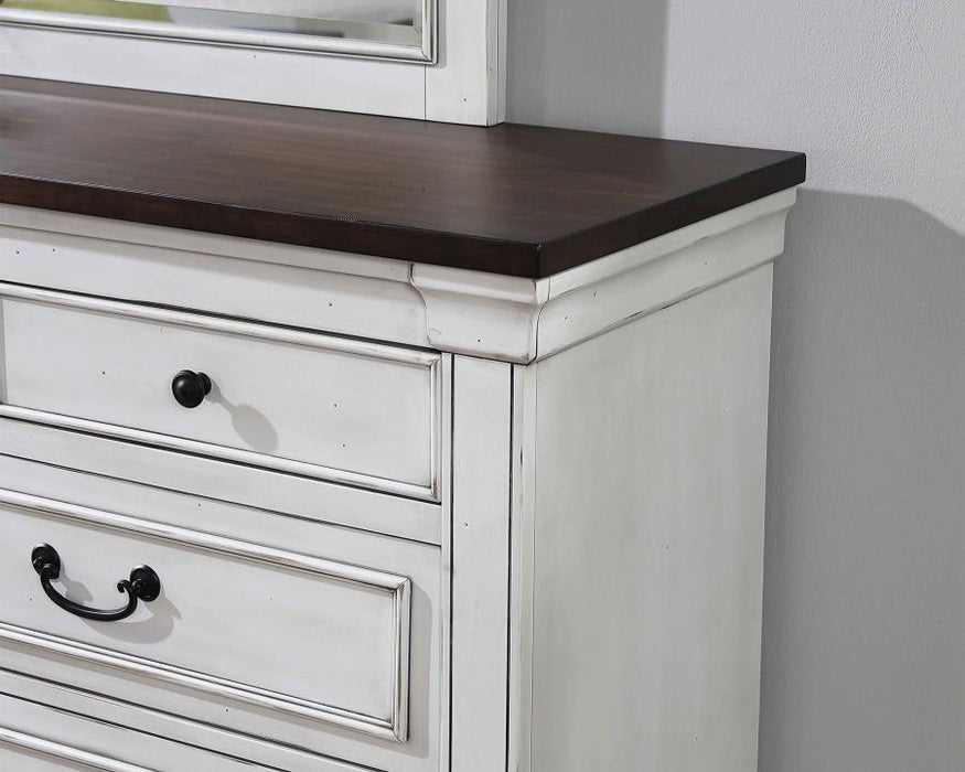 Hillcrest - 9-Drawer Dresser With Mirror - Dark Rum And White