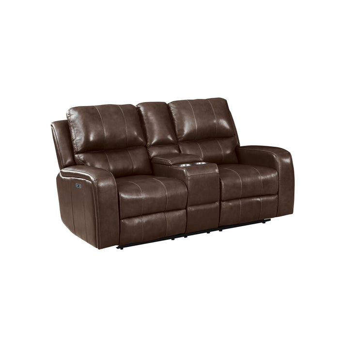 Linton - Leather Console Loveseat With Power Footrest