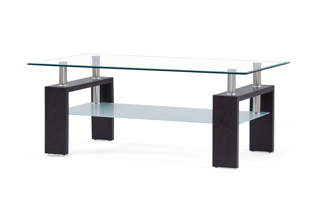 T646 - Coffee Table - Clear / Dark Brown