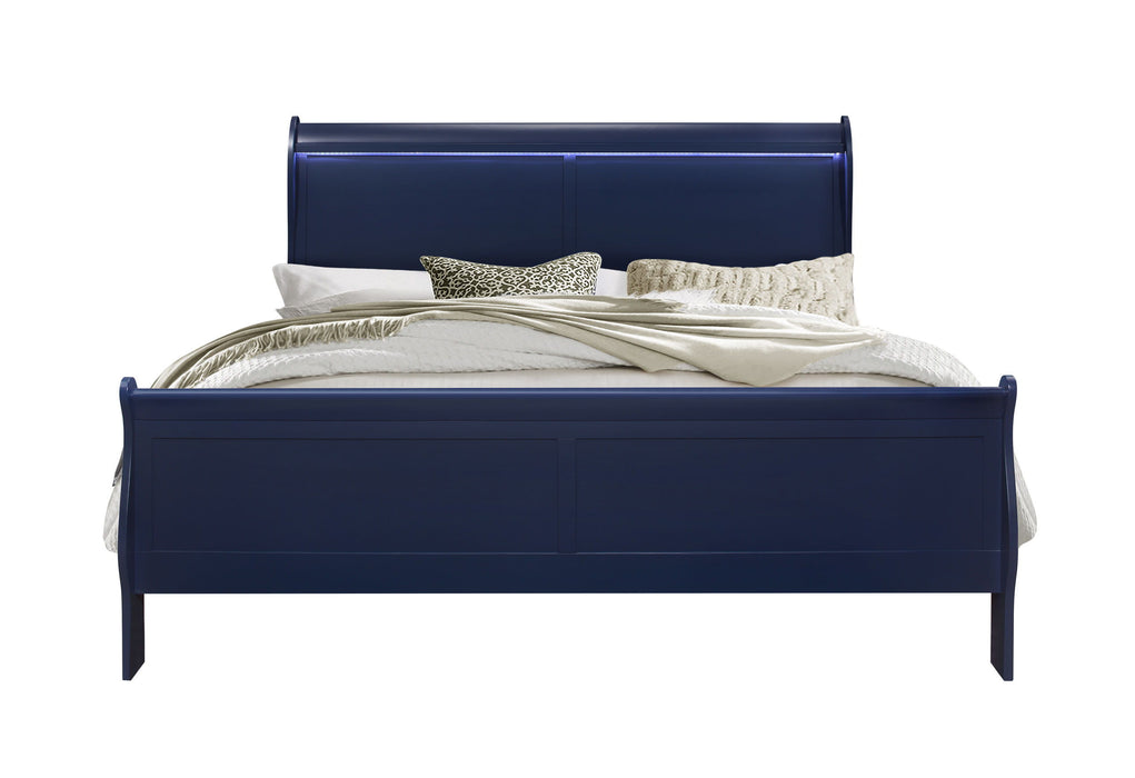 Charlie - King Bed Group With LED - Blue