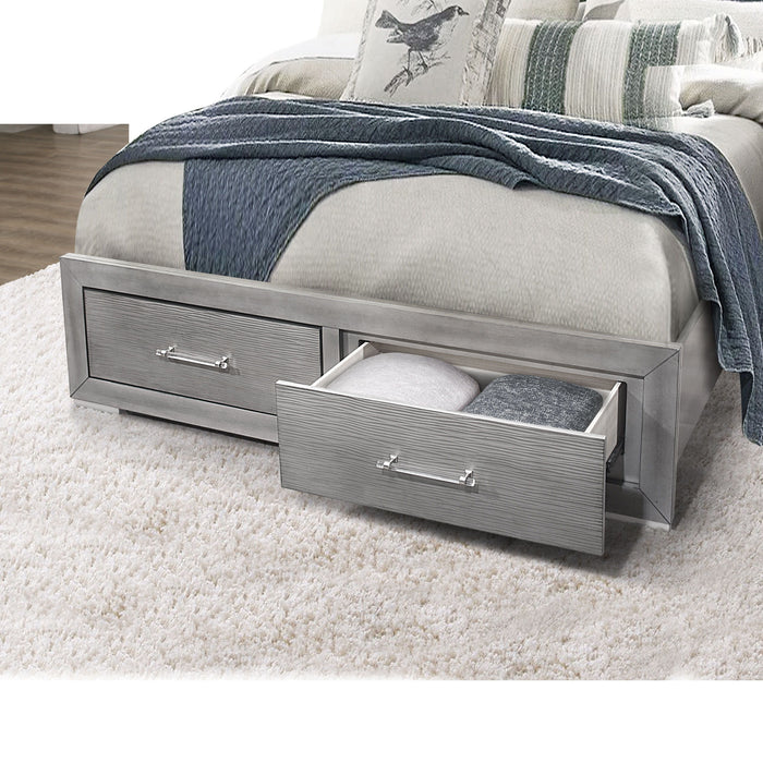 Tiffany - King Bed, Dresser And Nightstand - Silver