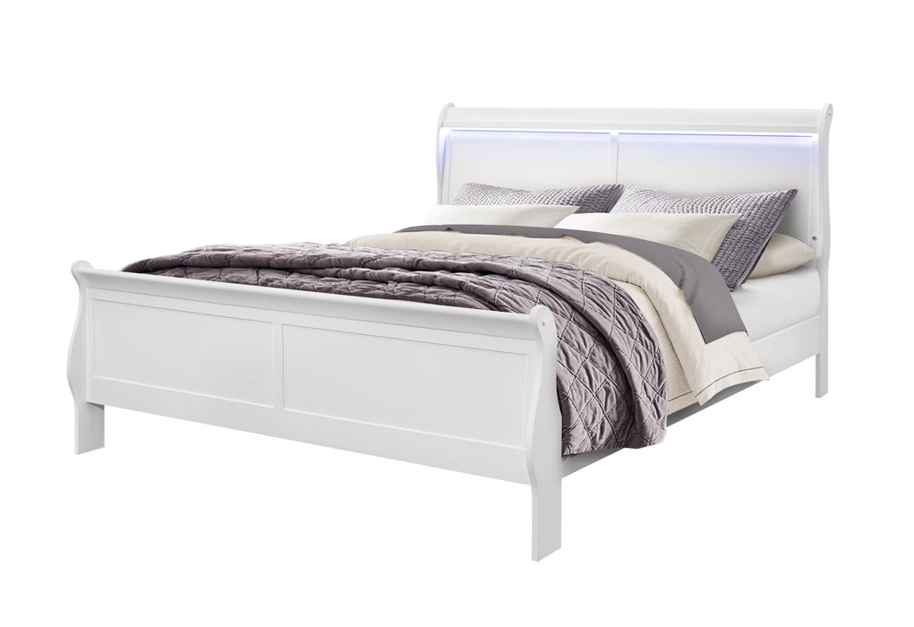 Charlie - King Bed Group With LED - White