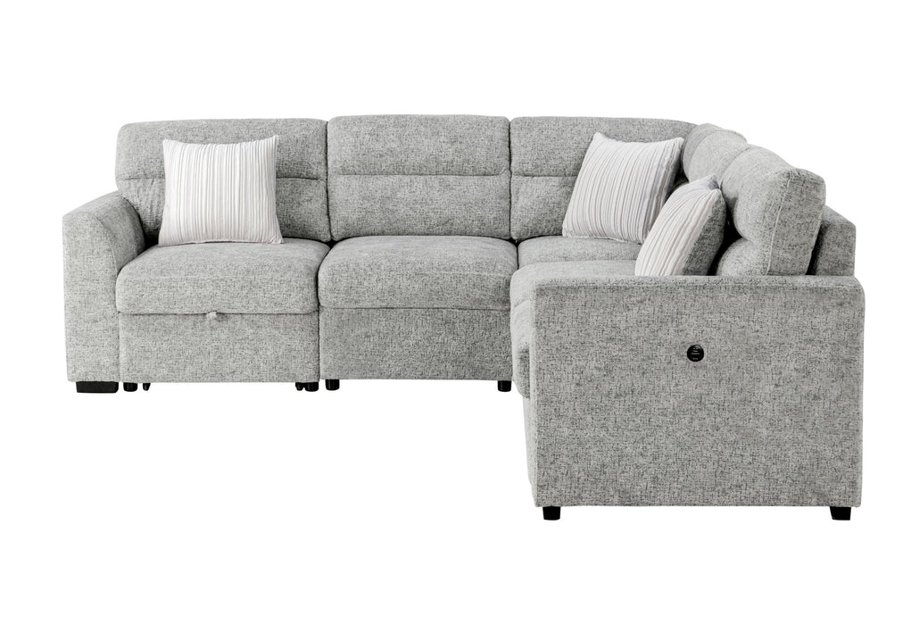 U9401 - Sectional With 3 Pillows - Nickel