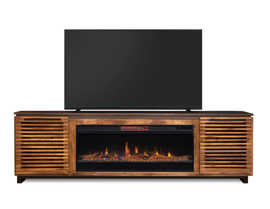 Graceland - 86" Fireplace TV Stand - Bourbon / Black