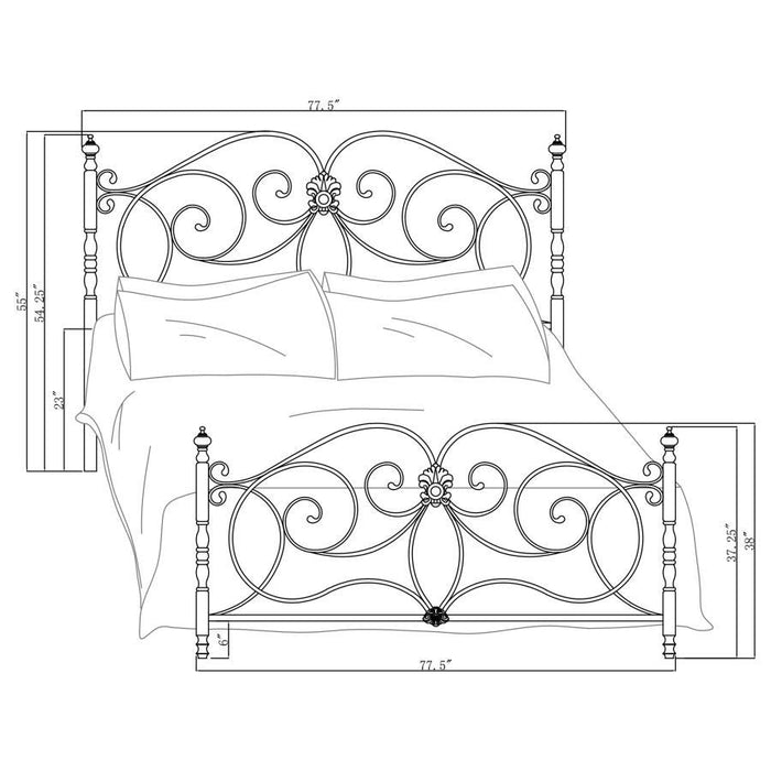 London - Metal Scroll Bed