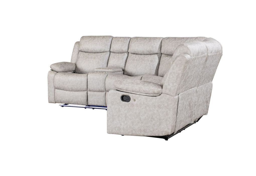 U6026 - Sectional With LED And 2 Recliners - Light Gray