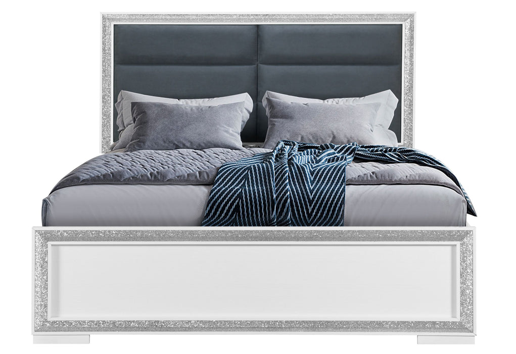 Andros - King Bed Group With LED - Silver