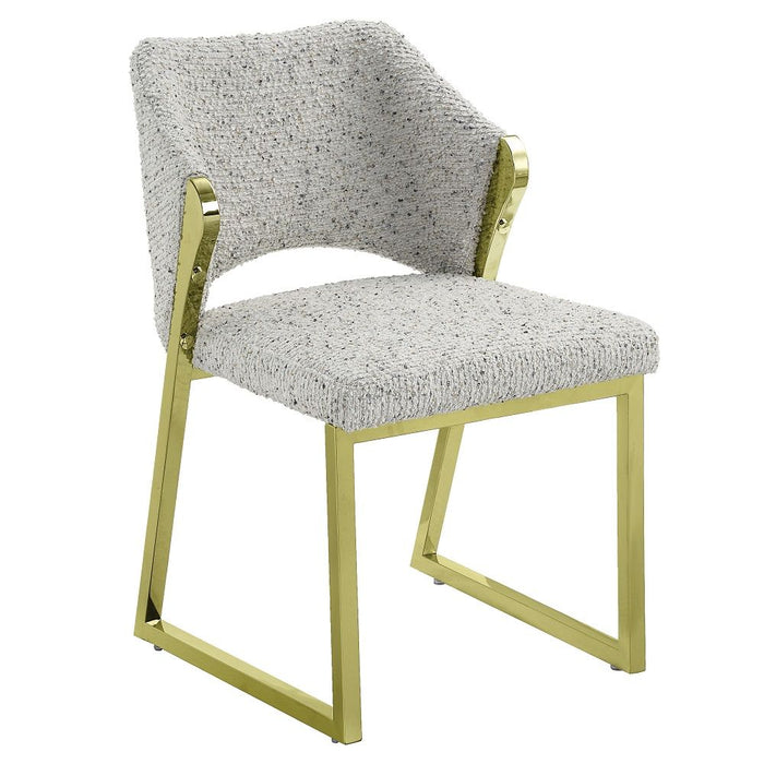 Galdesa - Side Chair - Teddy Sherpa & Mirrored Gold