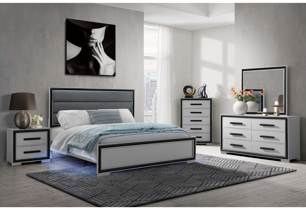 Amelia - King Bed Group With LED - Gray Black