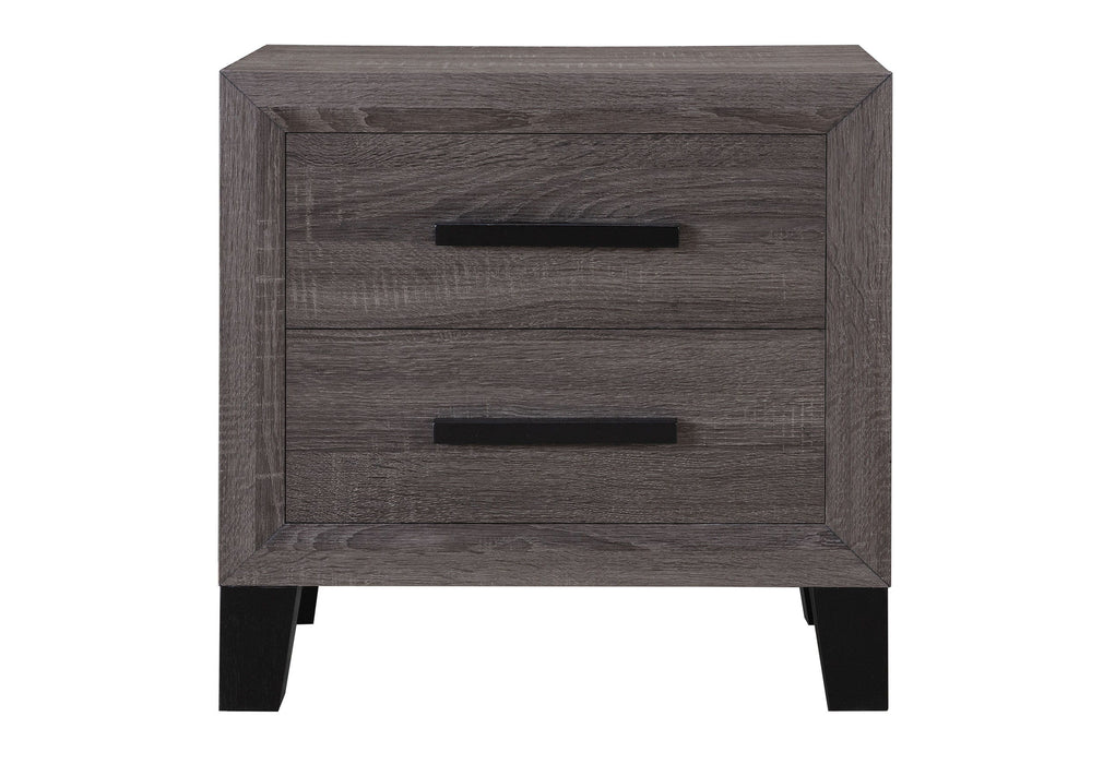 Ernie - Queen/Full Headboard With Legs & Dresser With 3 Drawers & Sliding Door & 1 Door Nightstand - Foil Gray