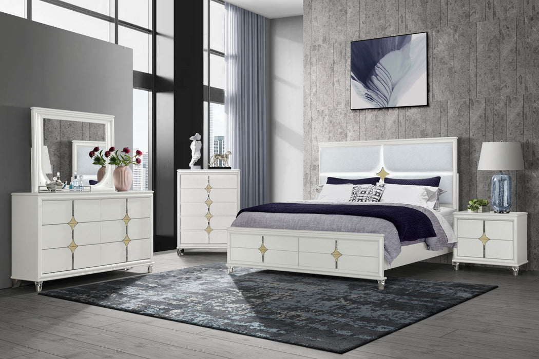 Orion - Queen Bed Group - White / Gold