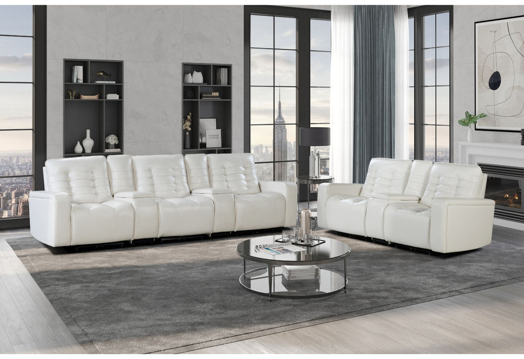 U6066 - Build It Your Way Sofa / Loveseat With Console - Blanche White