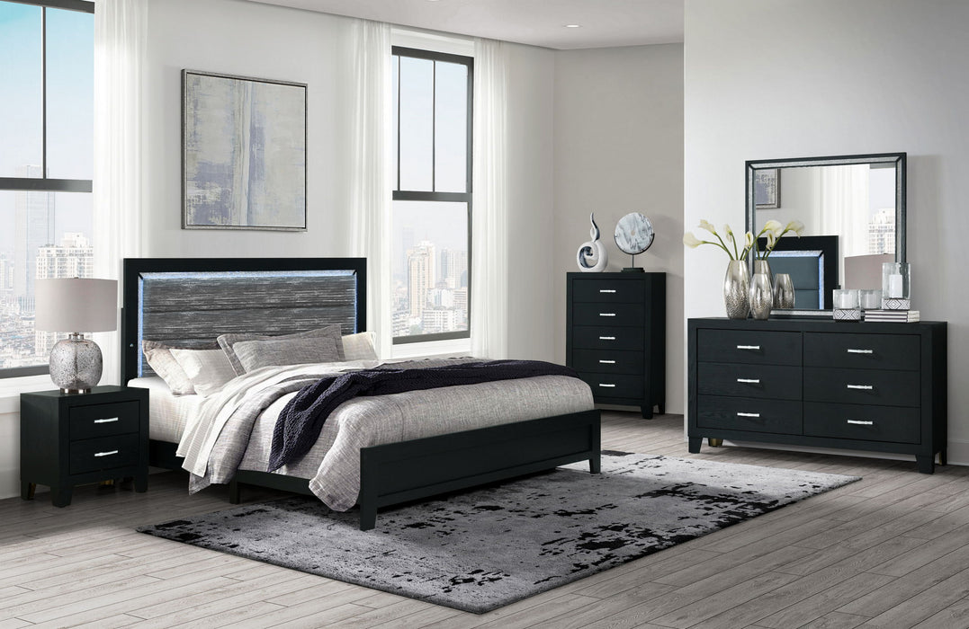 Reid - Queen Bed Group With LED - Black