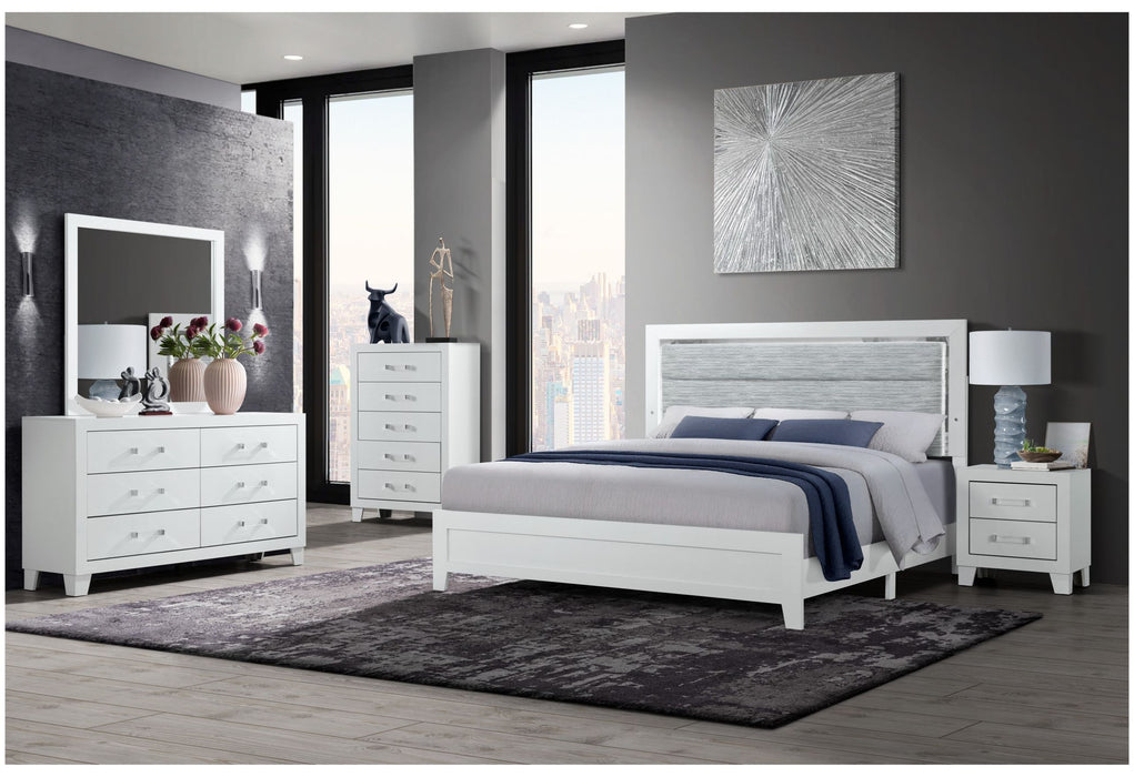 Luccia - King Bed Group With LED - White