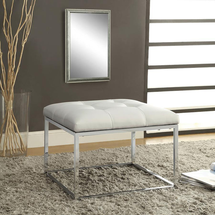 Swanson - Square Upholstered Tufted Ottoman - White