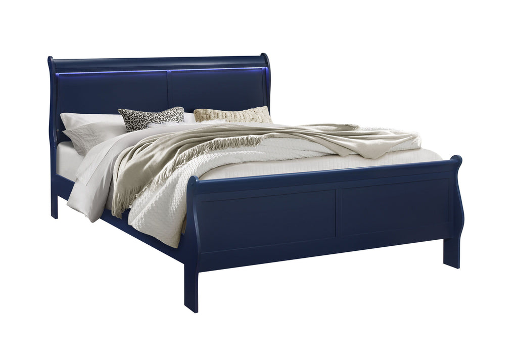 Charlie - King Bed Group With LED - Blue