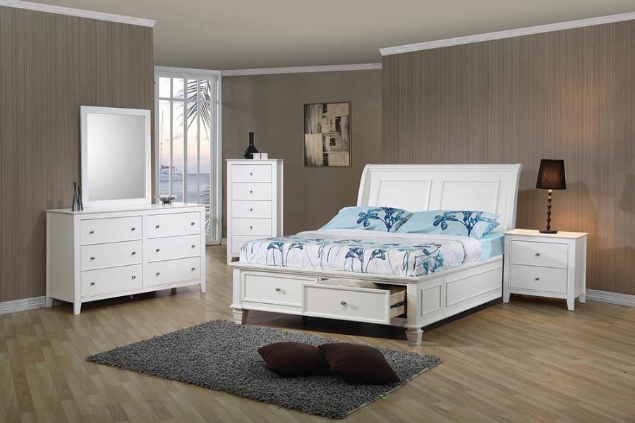 Selena - Sleigh Bed with Footboard Storage