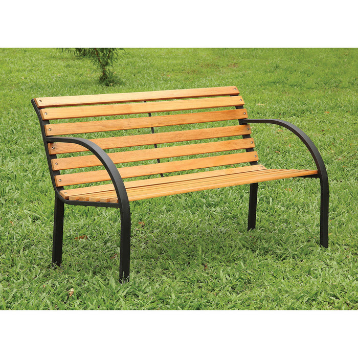 Dumas - Patio Wooden Bench - Oak / Black