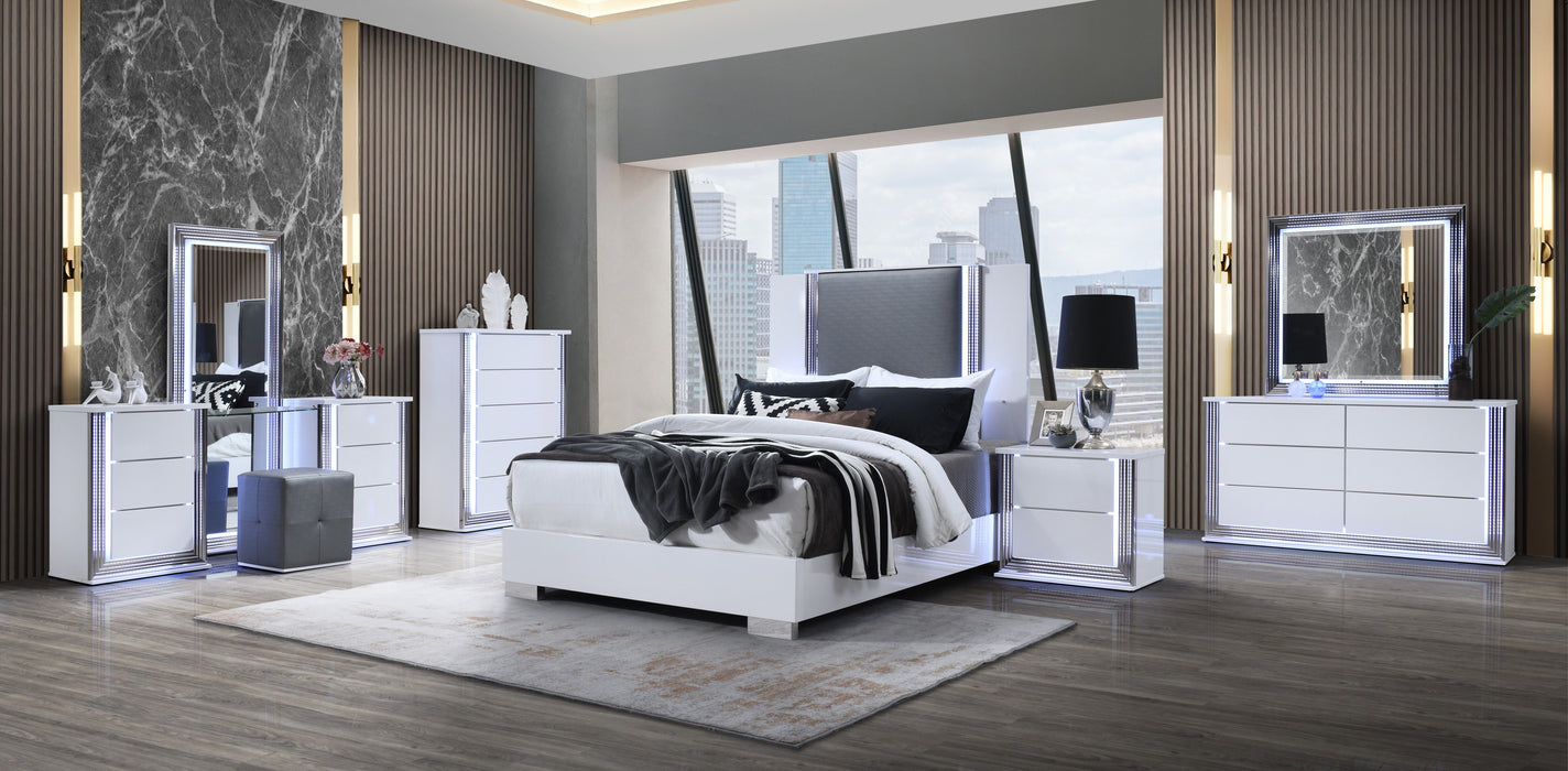 Ylime - Queen Bed Group With Vanity Set - White / Gray