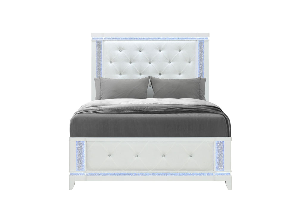 Alina - Full Bed With LED - White