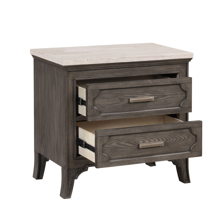 Lisbon - Marble Top Nightstand - Gray