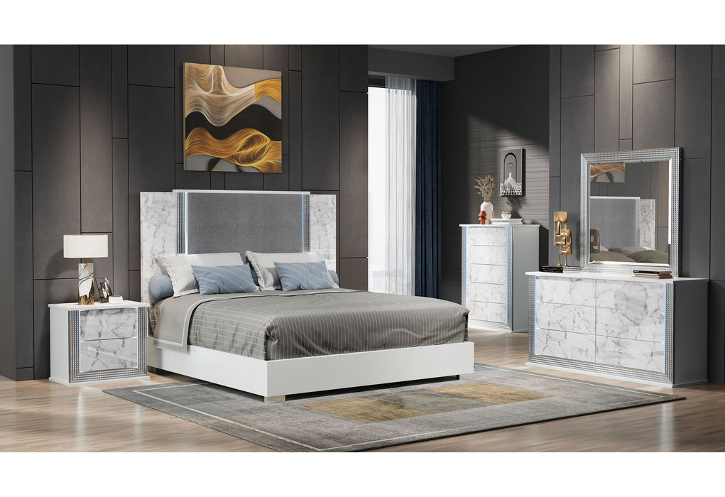 Ylime - Queen Marble Bed Group - White