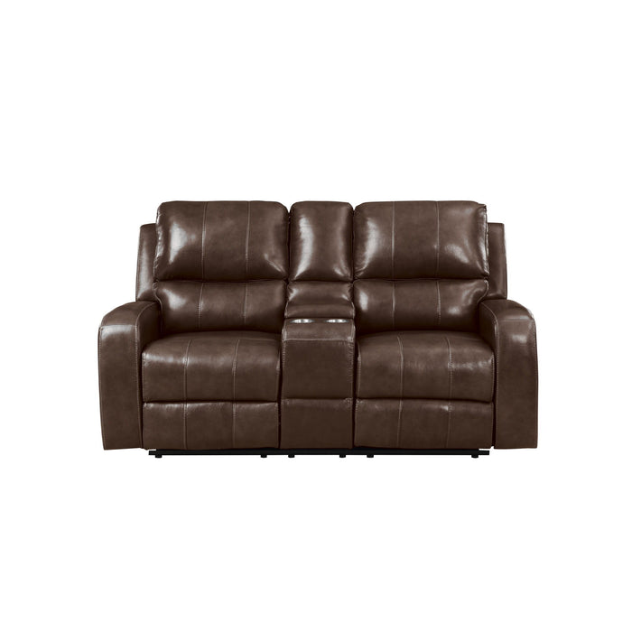 Linton - Leather Console Loveseat With Dual Recliners