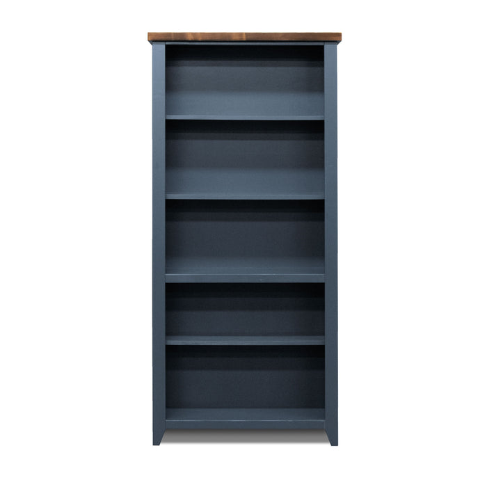 Nantucket - 5-Shelf Bookcase - Blue Denim / Whiskey