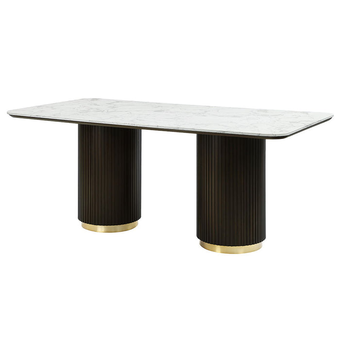 Clayten - Dining Table With Marble Top - White Natural Marble Top & Espreeso Finish