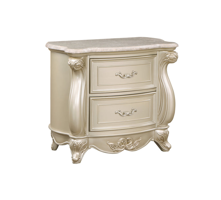 Monique - Nightstand With Marble Top - Champagne