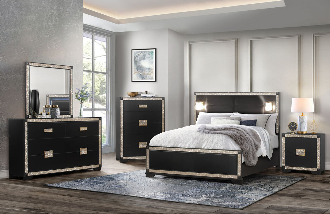 Blake - King Bed Group With Lamps - Black / Gold