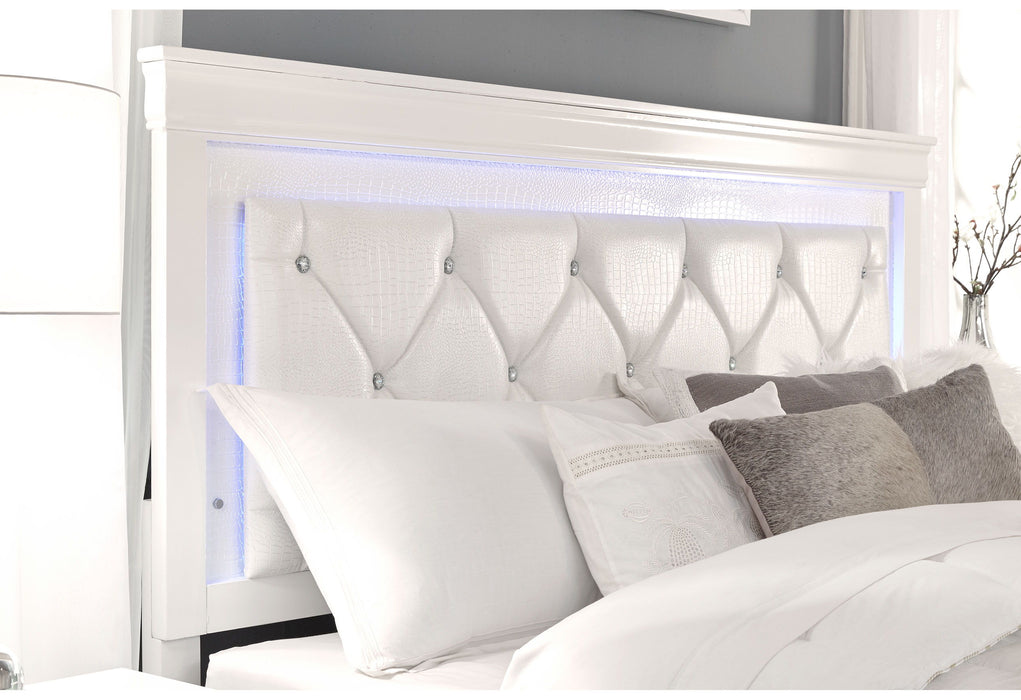 Pompei - Queen Bed Group With LED - Metallic White