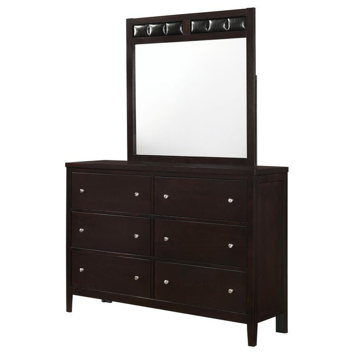 Carlton - 6-Drawer Rectangular Dresser With Mirror - Cappuccino