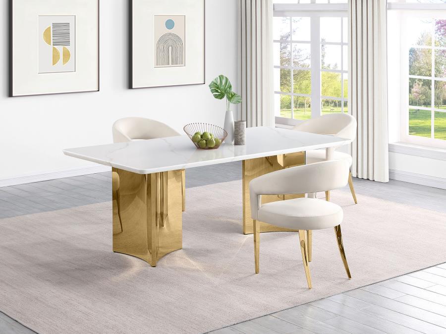 Galiano - Rectangular Stone Top Dining Table - White