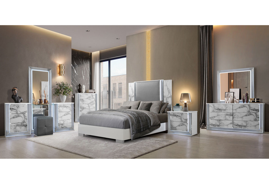 Ylime - King Marble Bed Group With Vanity Set - White