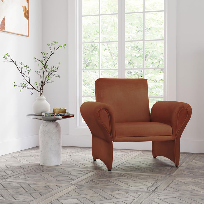 Liana - Upholstered Roll Arm Accent Armchair - Rust Orange