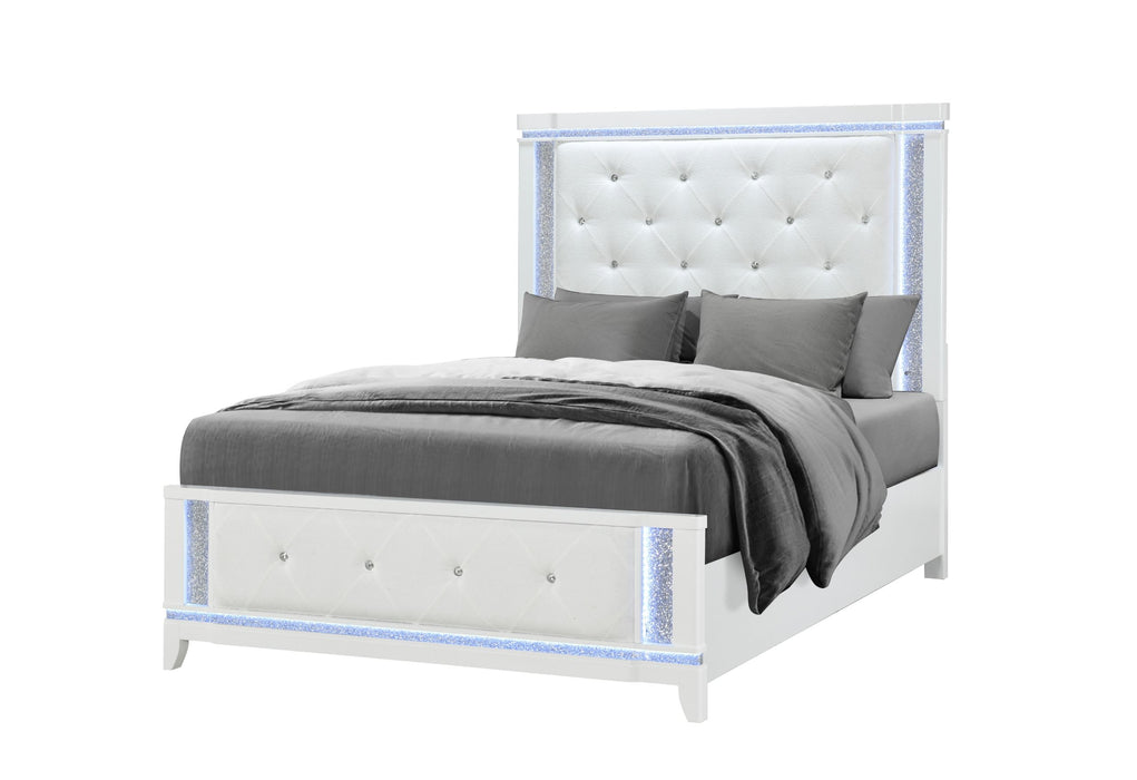 Alina - Queen Bed Group With LED - White