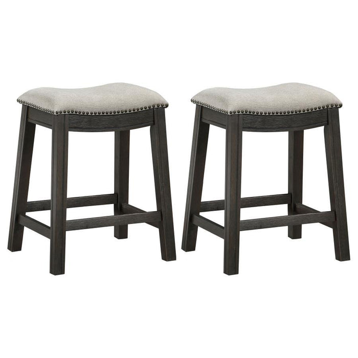 Elliston - Backless Counter Height Saddle Bar Stool (Set of 2) - Dark Grey And Beige