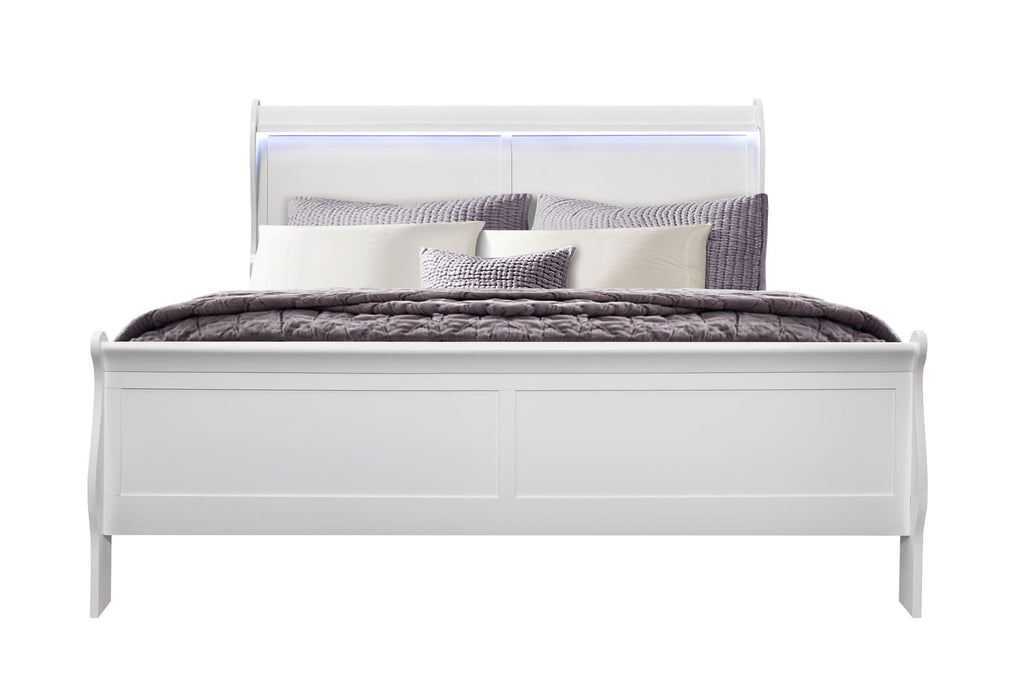 Charlie - King Bed Group With LED - White