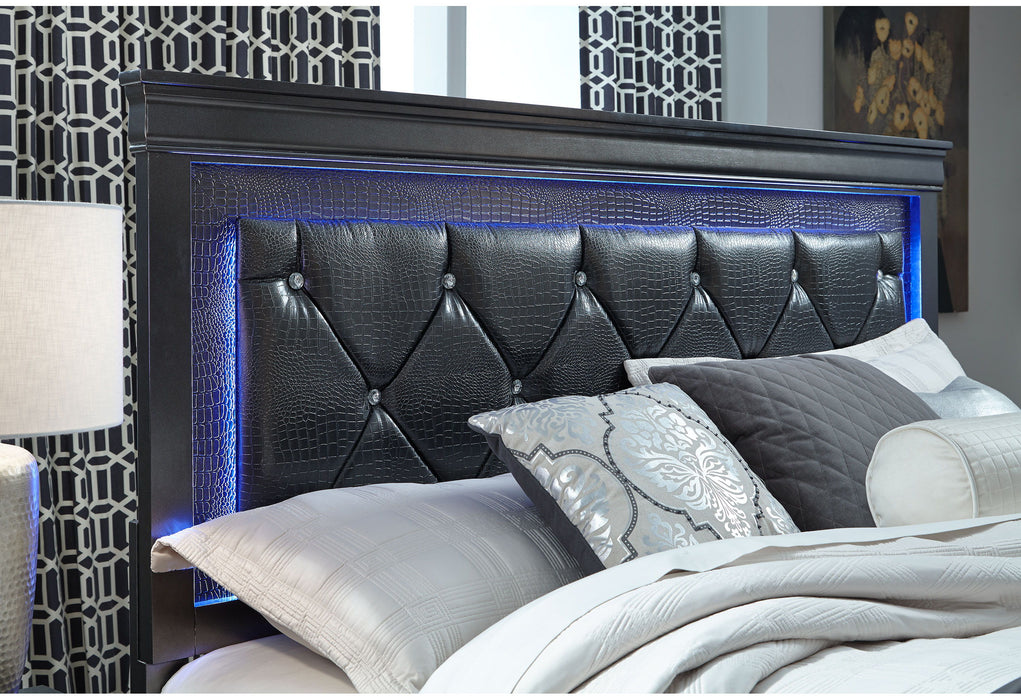 Pompei - King Bed Group With LED - Metallic Gray