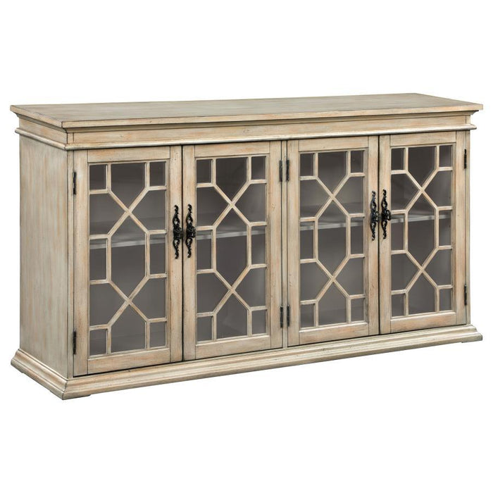 Kiara - 4-Door Wood Lattice Storage Accent Cabinet