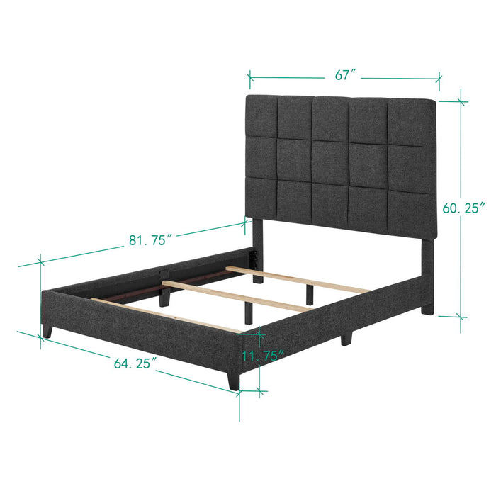 Bridger - Upholstered Squares Panel Bed