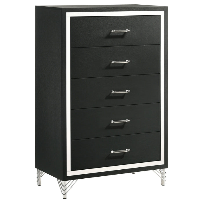 Lucia - 5-Drawer Bedroom Chest Of Drawers - Black