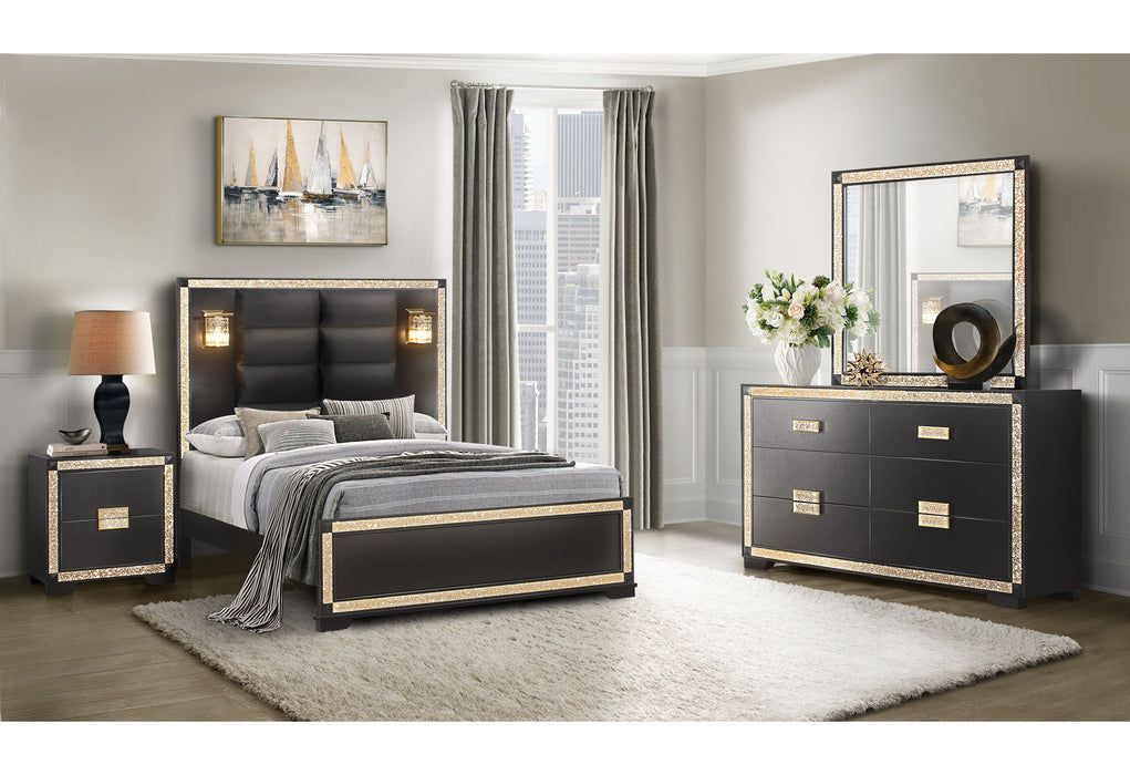 Blake - King Bed Group With Lamps - Black / Gold