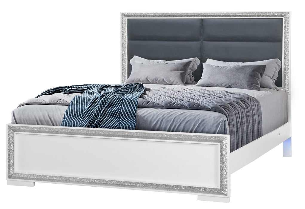 Andros - King Bed Group With LED - Silver