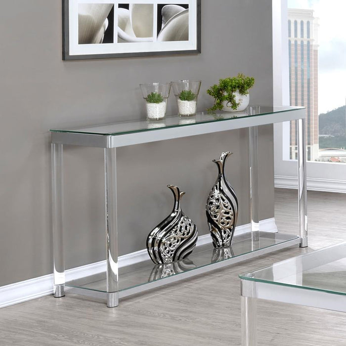 Anne - Acrylic Glass Top Entryway Sofa Console Table - Chrome