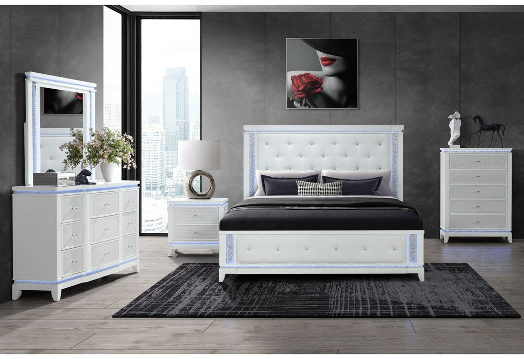 Alina - Full Bed Group With LED - White