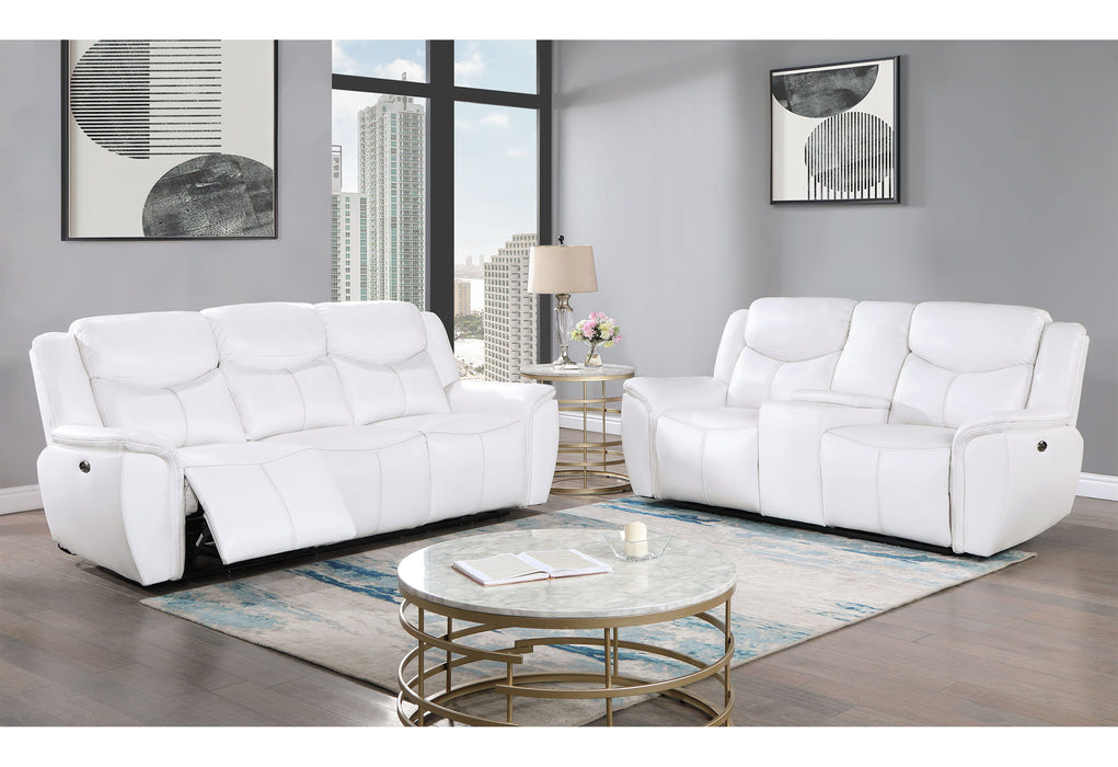 U5987 - Power Reclining Sofa / Power Console Reclining Loveseat - Blanche White