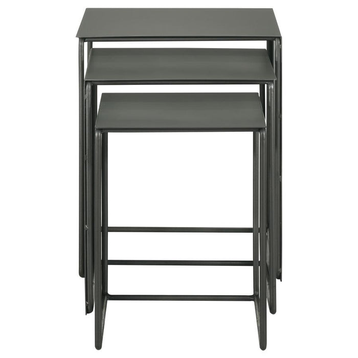 Imez - 3-Piece Rectangular Metal Nesting Table - Grey