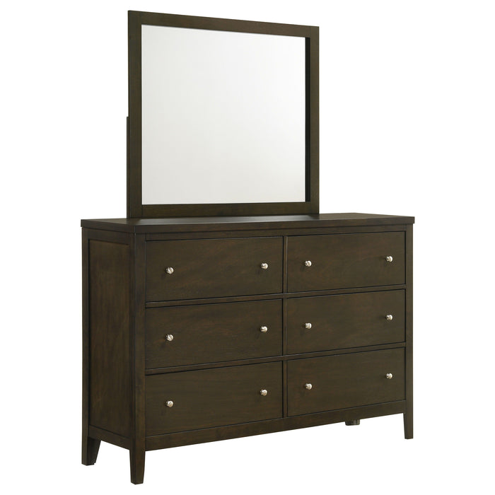 Wilkes - 6-Drawer Dresser And Mirror - Dark Cocoa